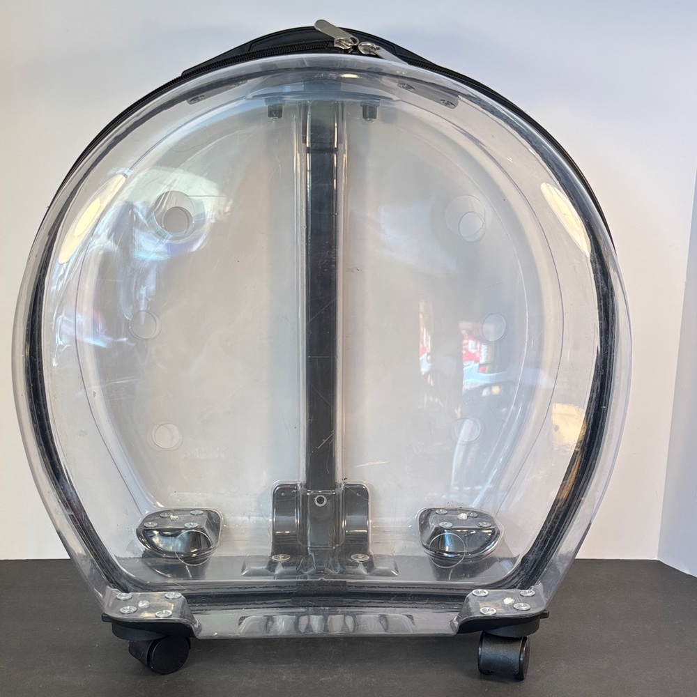 Clear Hard Shell Rolling Pet Carrier 15” Cat Dog Travel Bubble Luggage